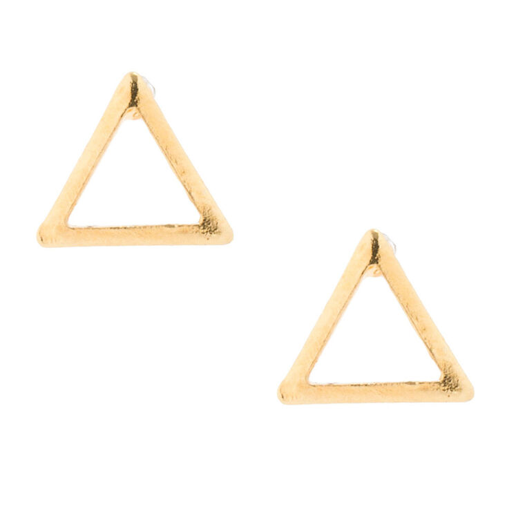 18k Gold Plated Gold Open Triangle Stud Earrings,