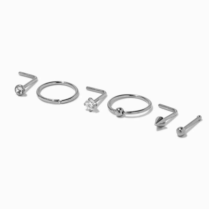 Titanium 20G Spike Nose Studs &amp; Ball Rings - 6 Pack,