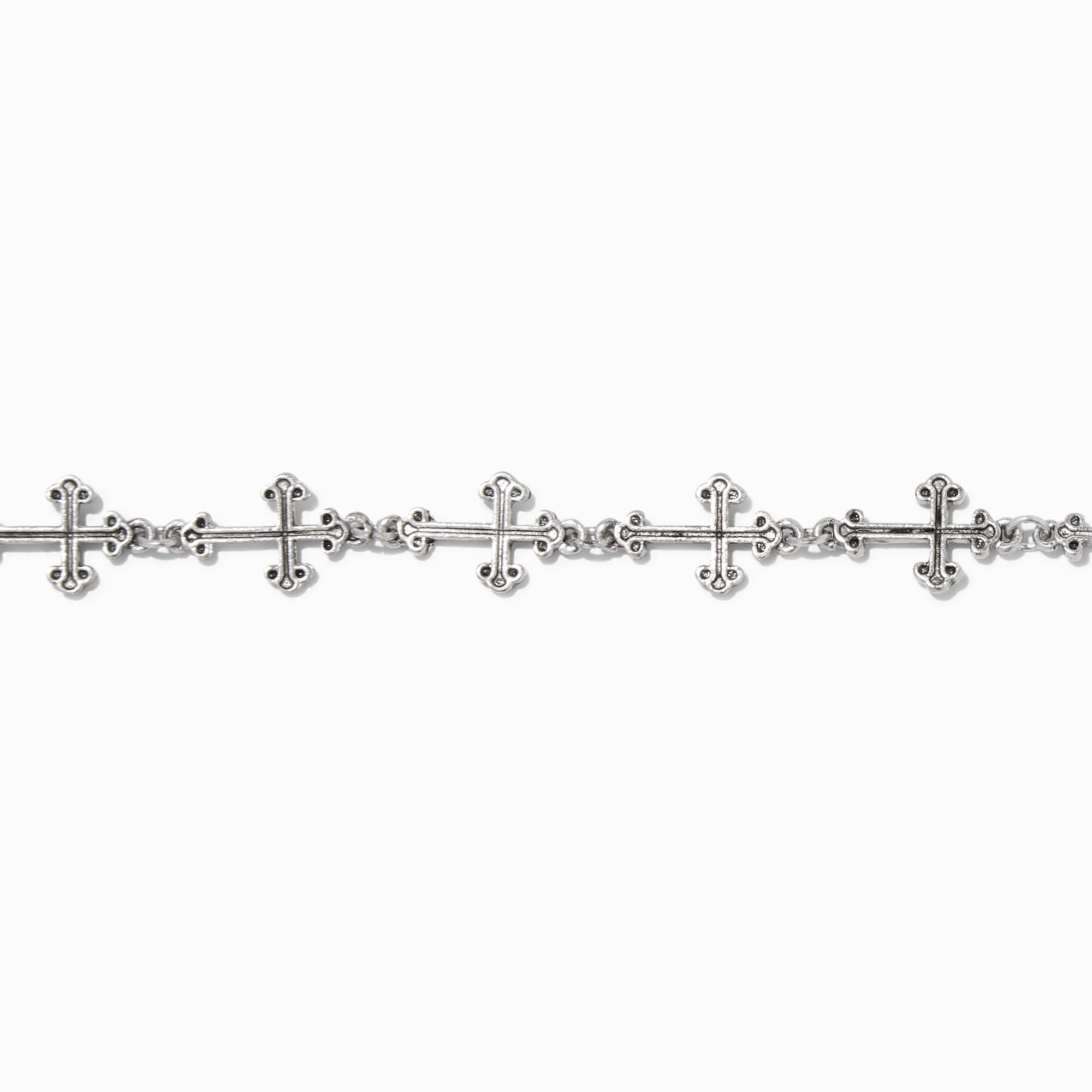 Silver Gothic Cross Chain Bracelet,