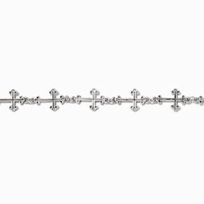Silver-tone Gothic Cross Chain Bracelet,