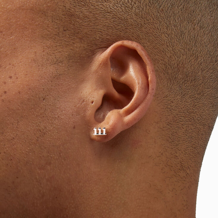Silver 111 Angel Number Stud Earrings,