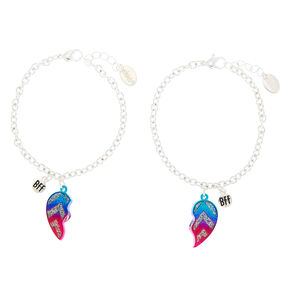 Silver-tone Ombre Heart Chain Friendship Bracelets - 2 Pack,