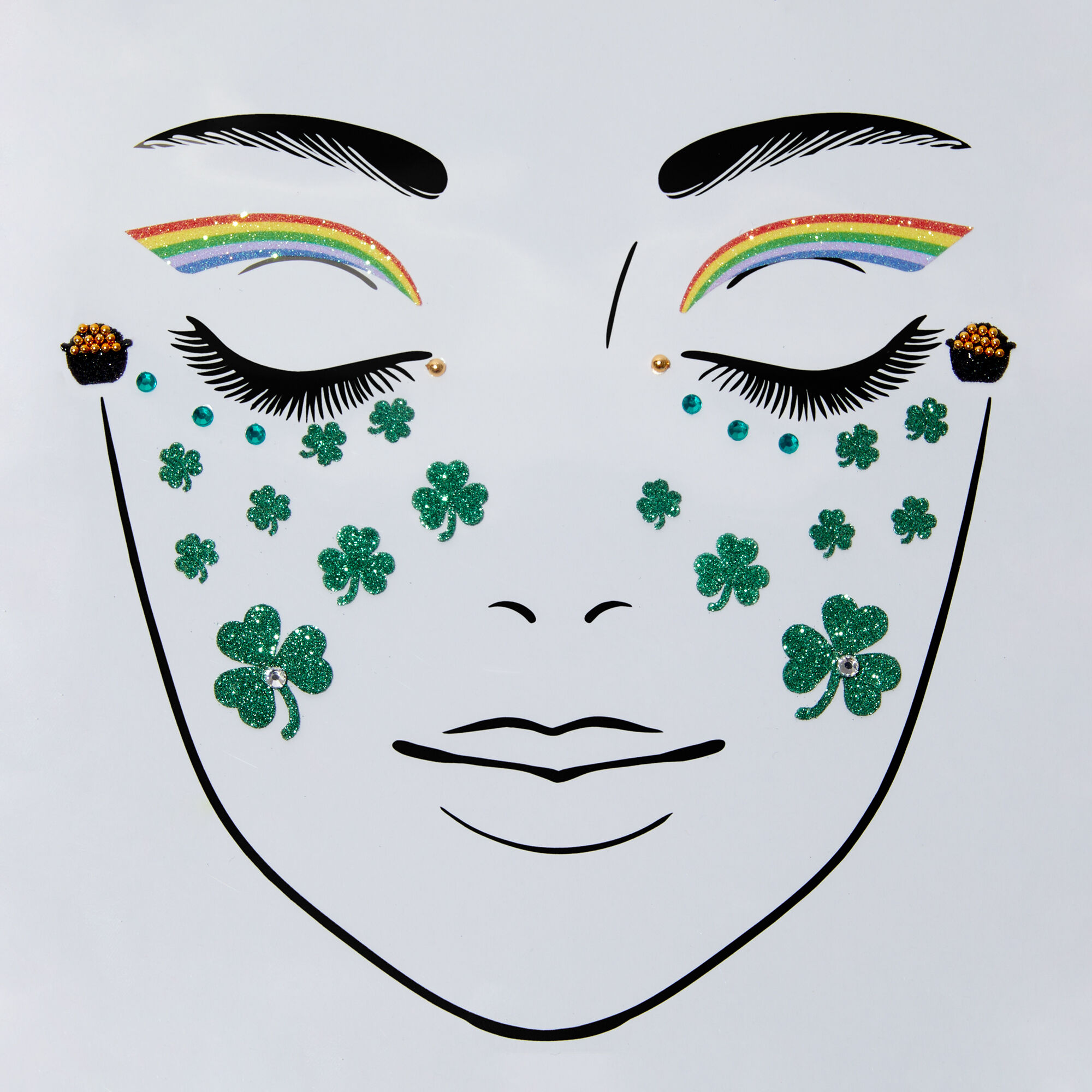 View Claires Rainbow Pot Of Shamrock Face Stickers Gold information