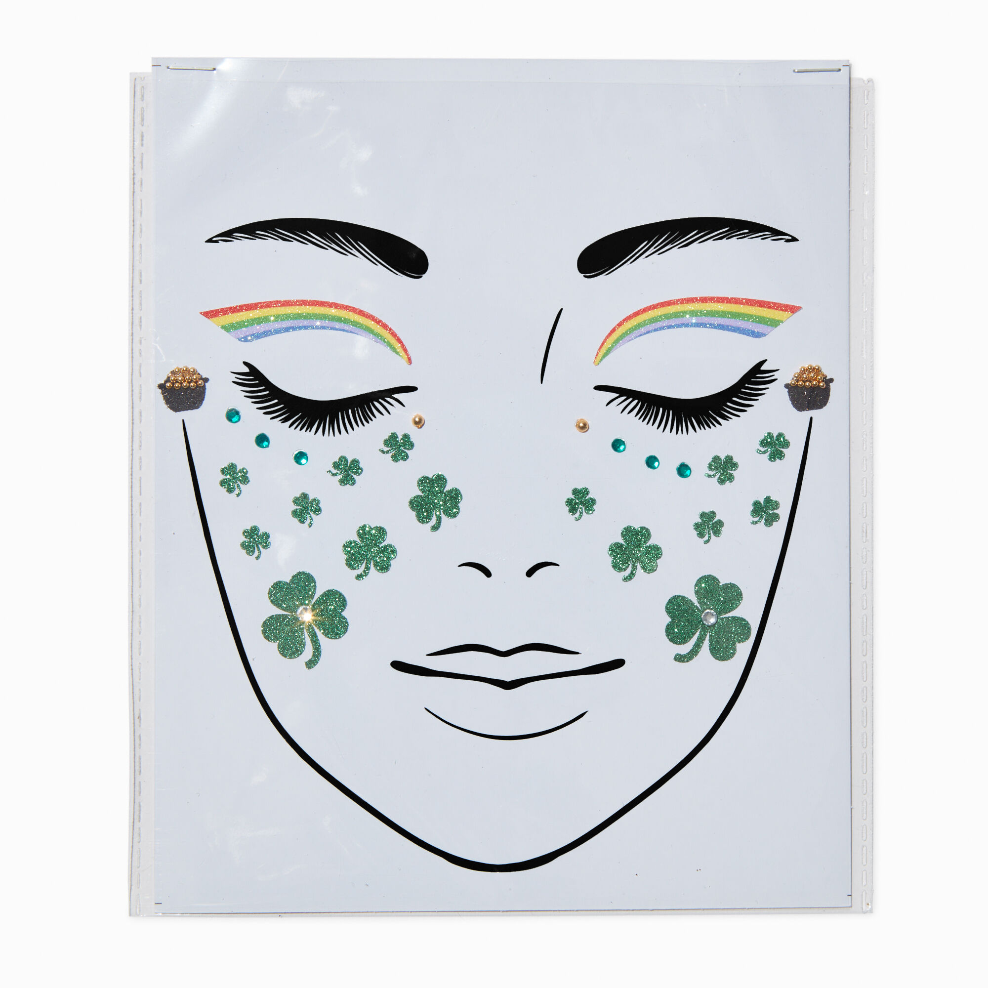 View Claires Rainbow Pot Of Shamrock Face Stickers Gold information