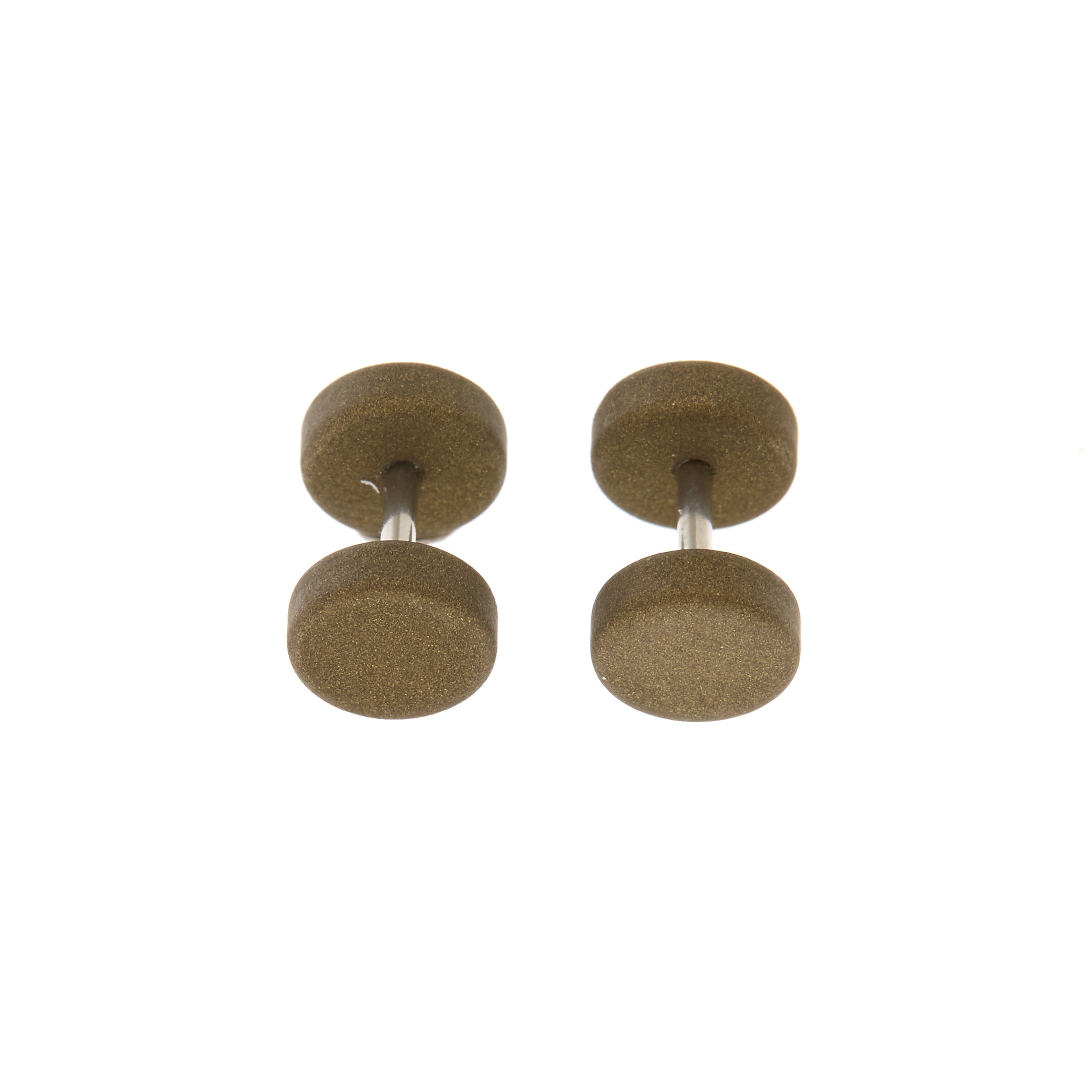 Faux écarteurs d'oreille métalliques couleur vert olive,