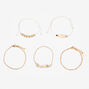 Bracelets cha&icirc;nes coquillages effet marbr&eacute; couleur dor&eacute;e - Blanc, lot de 5,