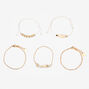 Gold Marble Seashell Chain Bracelets - White, 5 Pack,