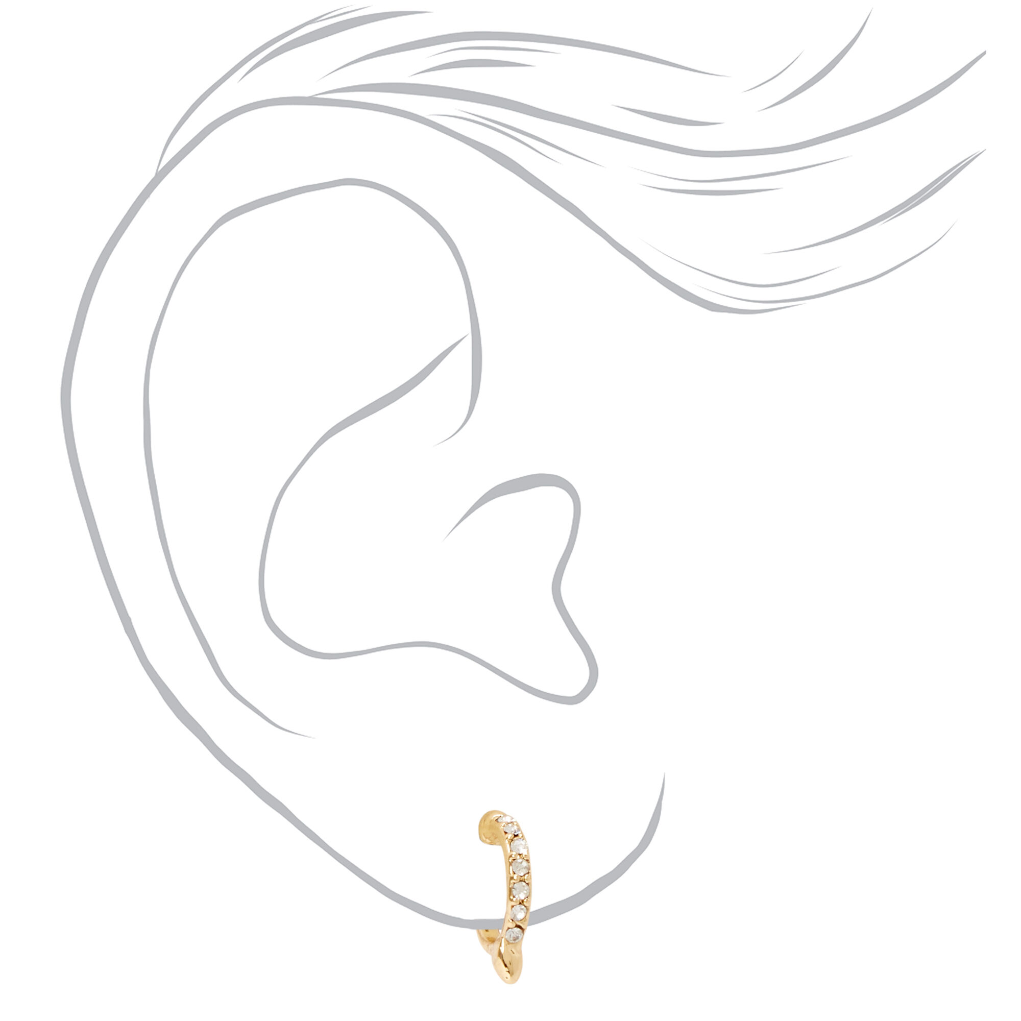 Gold Bamboo Geometric Ear Cuff & Mixed Earrings - 6 Pack,