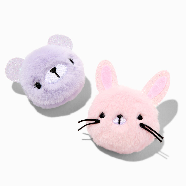 Claire&#39;s Club Bunny Bear Pom Pom Hair Clips - 2 Pack,