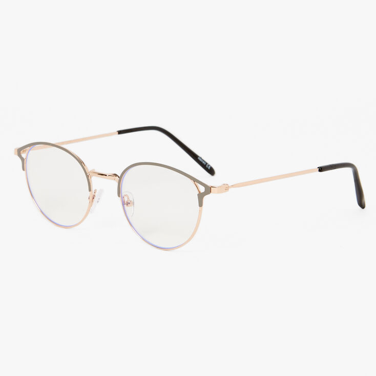 Gray Retro Browline Clear Lens Frames,