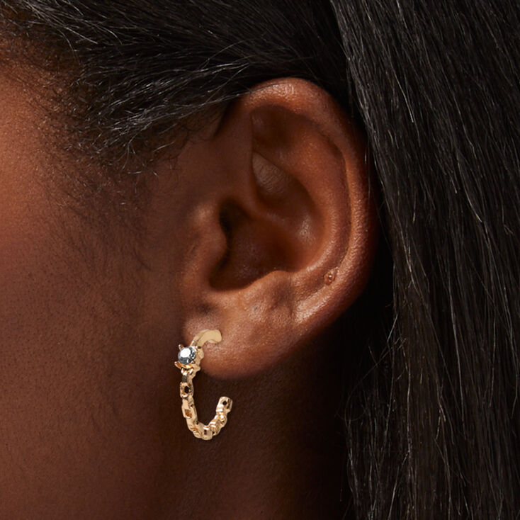 Gold Cubic Zirconia 20MM Chain Hoop Earrings,