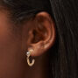 Gold Cubic Zirconia 20MM Chain Hoop Earrings,