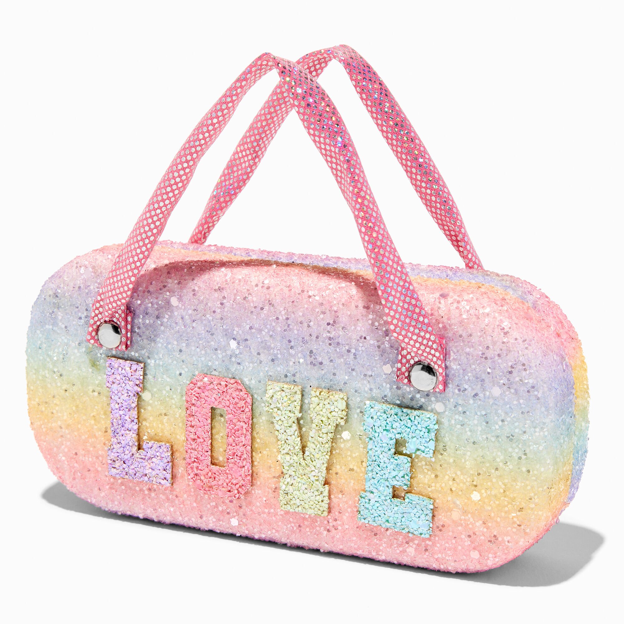 View Claires Club Glitter Varsity Love Glasses Case Combo information