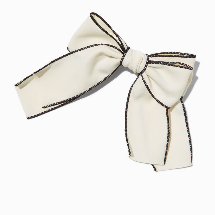 White &amp; Black Trim Hair Bow Clip,