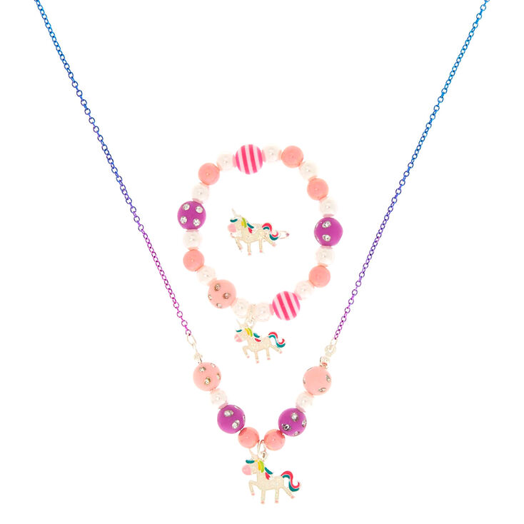 Claire&#39;s Club Unicorn Jewellery Set - Pink, 3 Pack,
