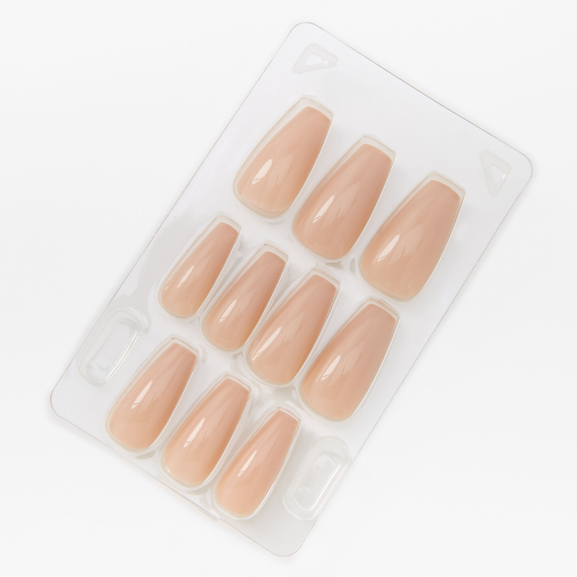 View Claires Nude Glossy Squareletto Press On Vegan Faux Nail Set 24 Pack information