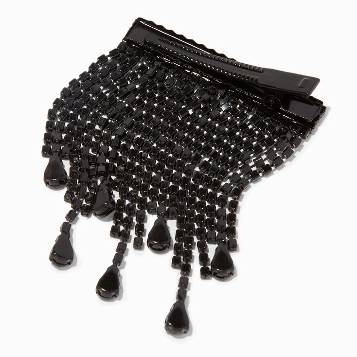 Black Fringe Teardrop Hair Clip,