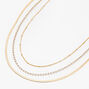 Gold Beaded, Rhinestone &amp; Snake Chain Necklaces - 3 Pack ,