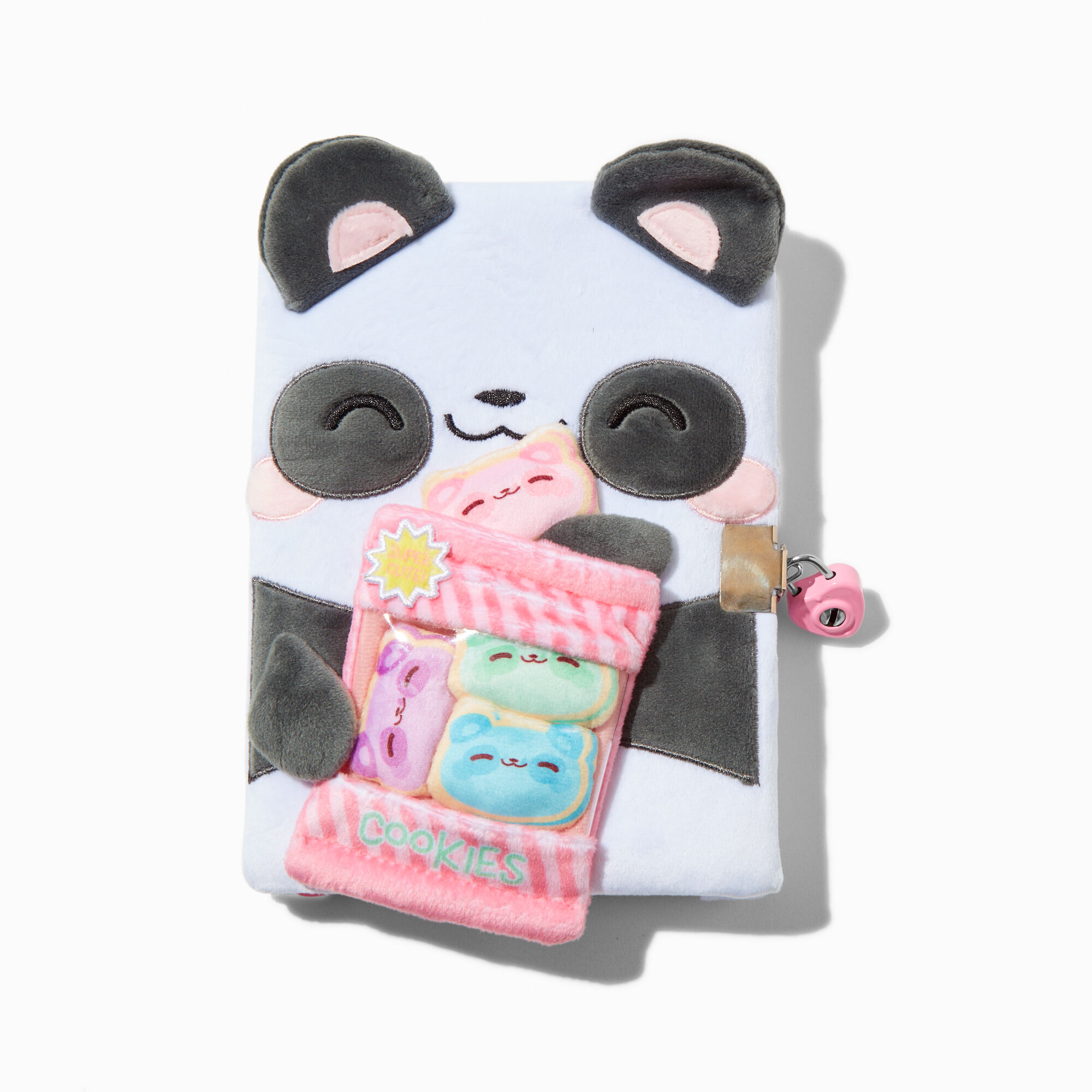 View Claires Panda Cookies Plush Lock Diary information