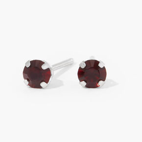 Kit de piercing pour les oreilles avec clous d&rsquo;oreilles orn&eacute;s de cristaux couleur grenat janvier 3&nbsp;mm en or 9&nbsp;carats au fini rhodi&eacute; avec lotion de soin,