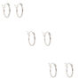 Sterling Silver 10MM Hinge Hoop Earrings - 3 Pack,