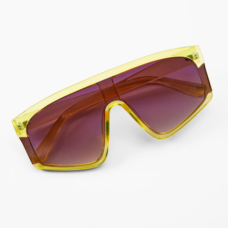 Frosted Lime Green Shield Sunglasses,