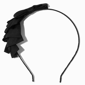 Black Skinny Silky Bow Headband ,