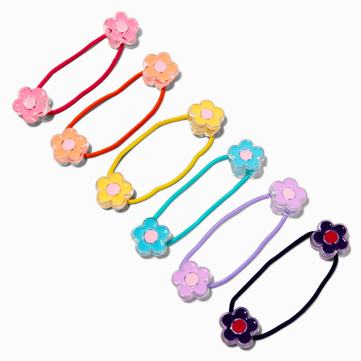 Claire&#39;s Club Bright Flower Charm Hair Ties - 6 Pack,