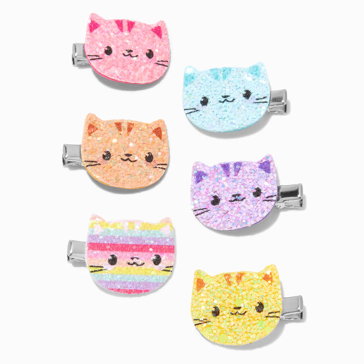 Claire&#39;s Club Glitter Cat Hair Clips - 6 Pack,