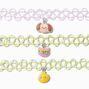 Claire&#39;s Club Pastel Glitter Critter Tattoo Choker Necklace Set - 3 Pack,