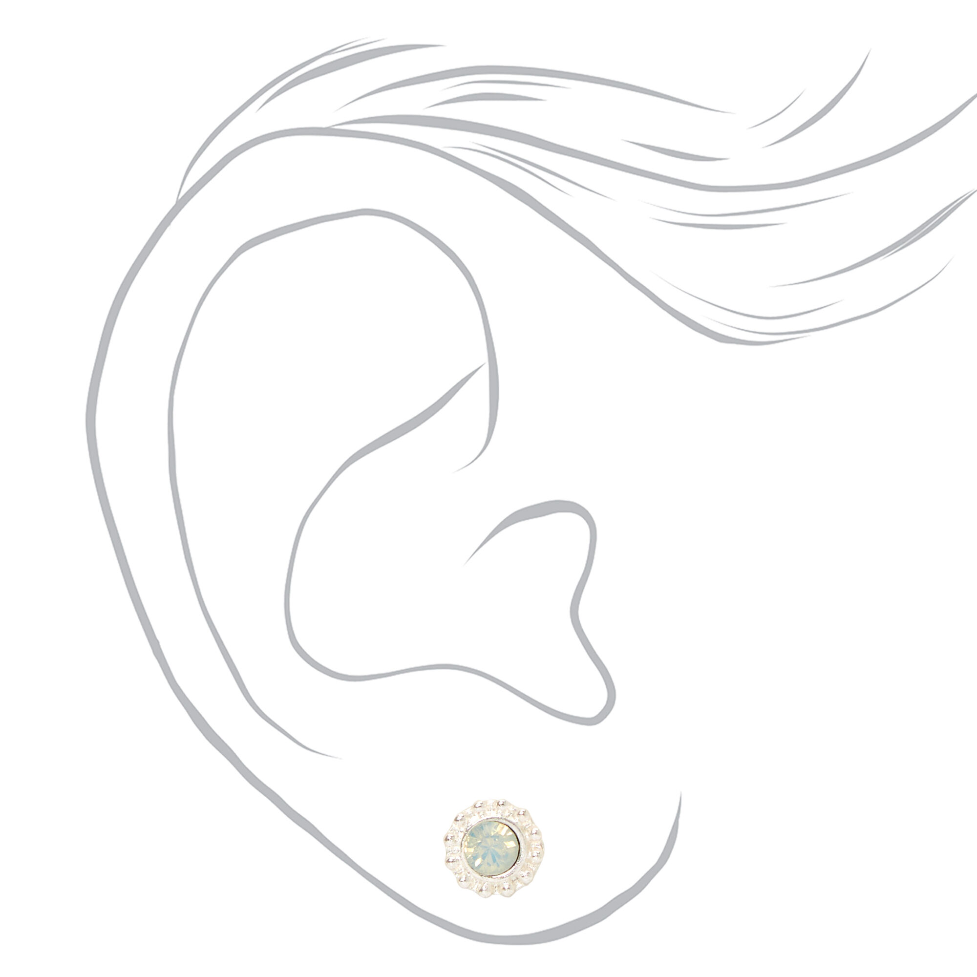 Silver Butterflies & Flowers Stud Earrings - Pink & Blue, 6 Pack,
