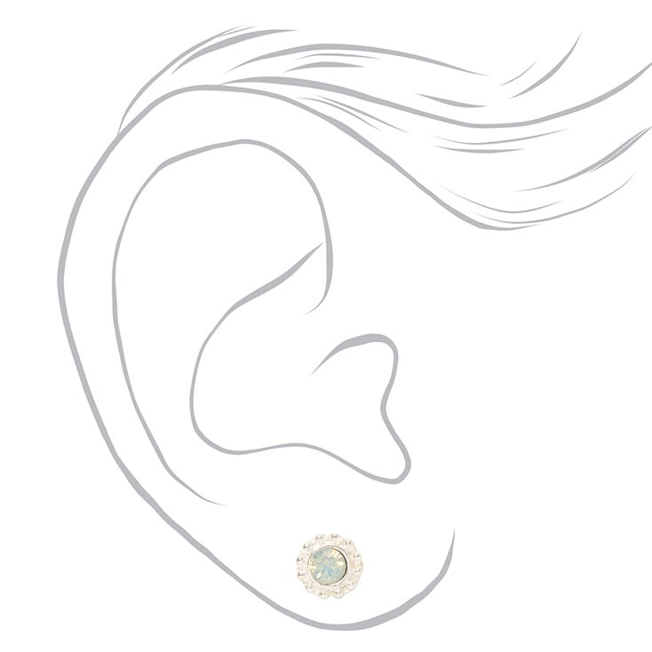 Silver Butterflies &amp; Flowers Stud Earrings - Pink &amp; Blue, 6 Pack,