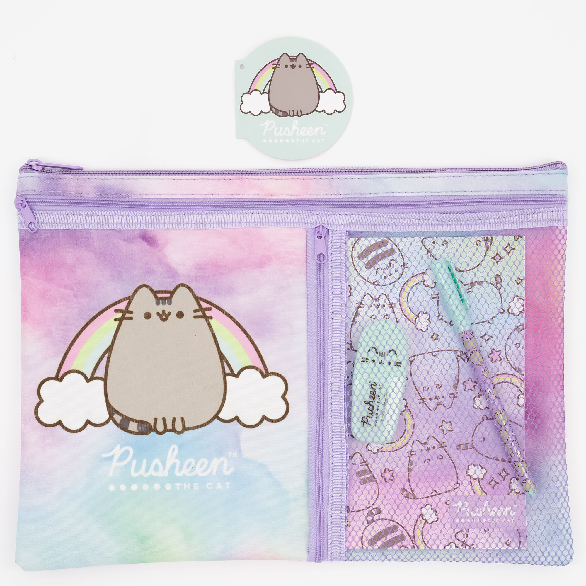 Claire's Pochette avec ensemble d’articles de papeterie tie-dye A4 Pusheen™