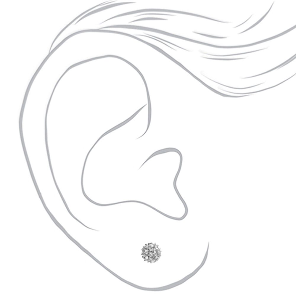 Silver Crystal Fireball Stud Earrings,