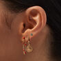 Gold-tone Sunburst Coin Orange Chain Earring Stackables Set - 3 Pack,