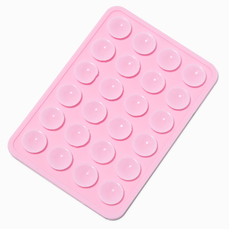 Support adh&eacute;sif pour coque de portable &agrave; ventouse en silicone rectangulaire rose,