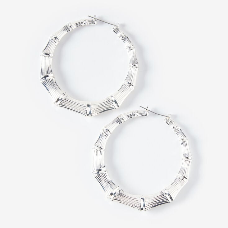 Bamboo Hoop Earrings Silver