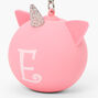 Initial Unicorn Stress Ball Keychain - Pink, E,