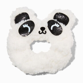 White Sherpa Panda Bear Medium Hair Scrunchie,