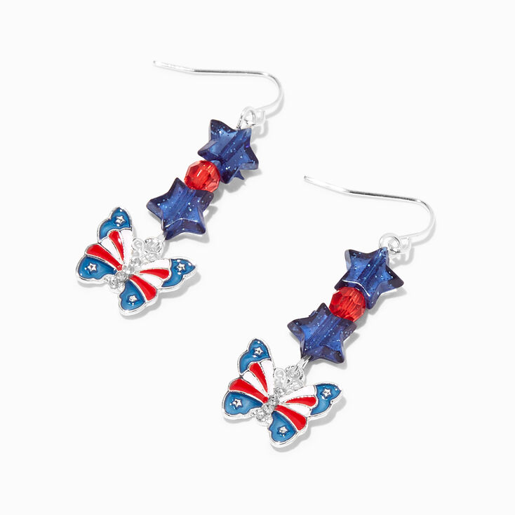 Stars &amp; Stripes Butterfly 1.5&quot; Drop Earrings,