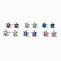 Clous d&#39;oreilles tortue arc-en-ciel couleur argent&eacute;e - Lot de 6,