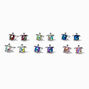 Silver Rainbow Turtle Stud Earrings - 6 Pack,