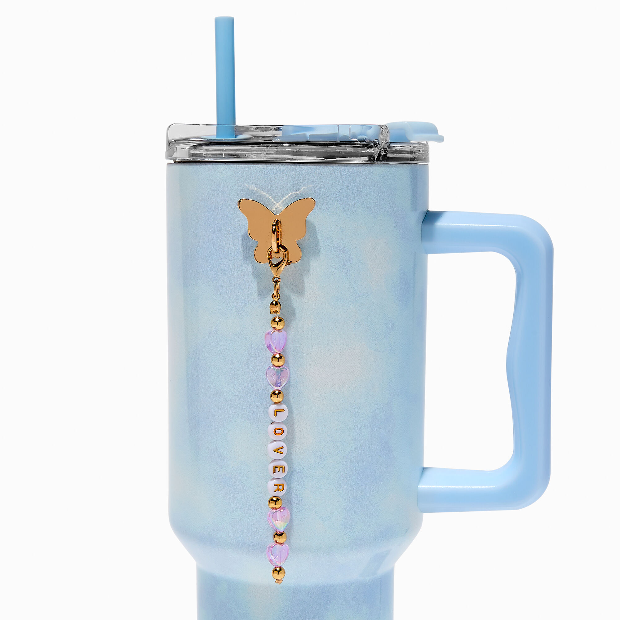Gold-tone Butterfly & Lilac Bead Sticker Charm