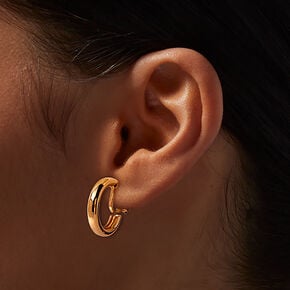 Gold Tube 20mm Clip-On Hoop Earrings,