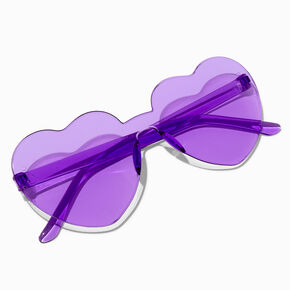 Purple Heart Shaped Rimless Sunglasses,