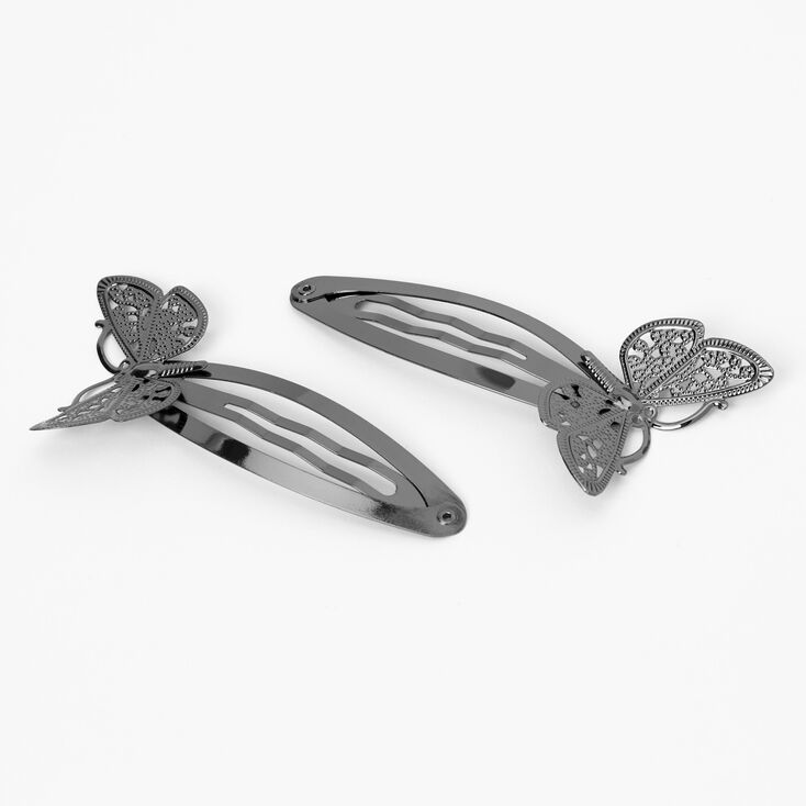 Dark Silver Butterfly Hair Clips - 2 Pack | Claire's US