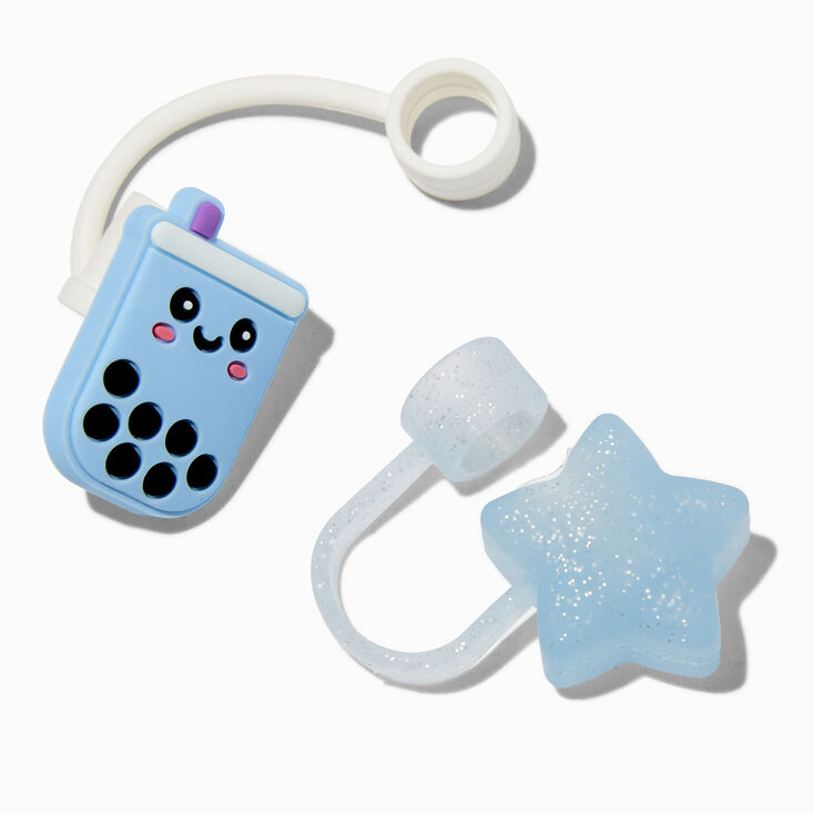 Blue Boba Tea &amp; Blue Star Straw Covers - 2 Pack,