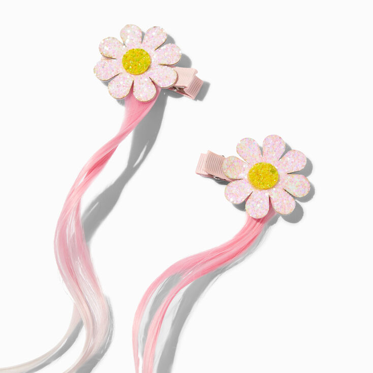 Claire&#39;s Club Daisy Ombre Faux Hair Clip - 2 Pack,
