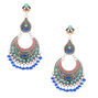 Silver 3&quot; Vintage Beaded Filigree Drop Earrings - Blue,