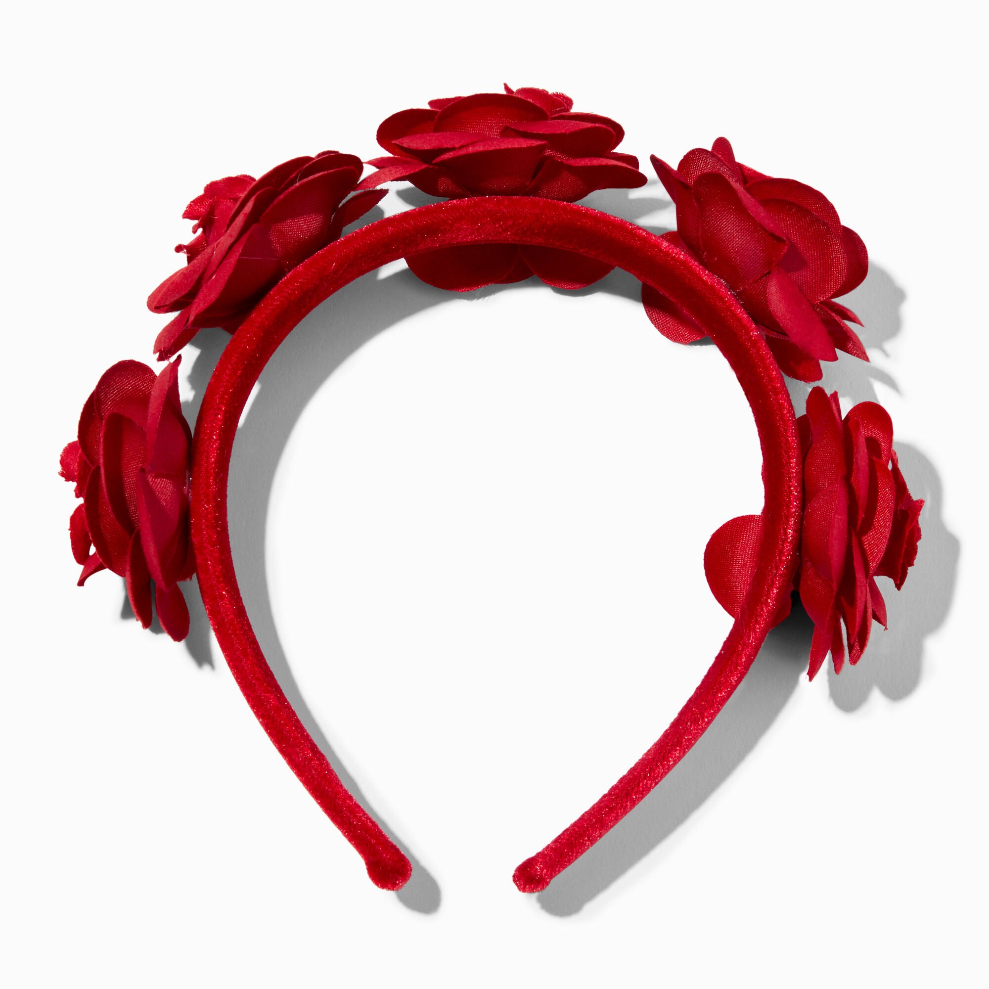 View Claires Velvet Roses Headband Red information